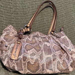 B. Makowsky Brown Snake Print Shoulder Bag